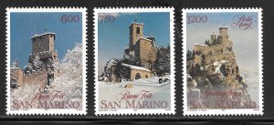 San Marino Scott 1244-46 MNHOG - 1991 Winter Views of 10th Century - SCV $4.00