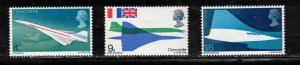 GREAT BRITAIN Scott # 581-3 - QEII First Flight Of Concorde