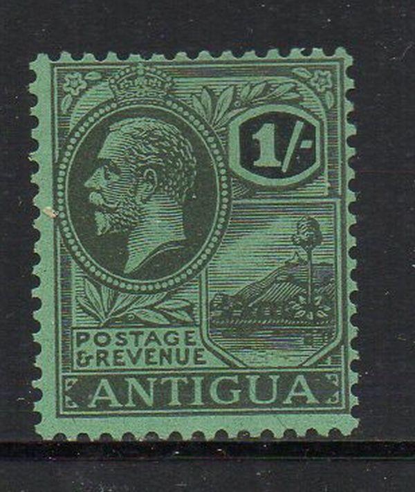 Antigua Sc 53 1929 1/ black on emerald G V stamp mint .