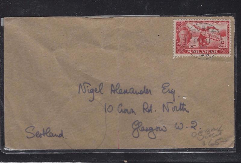   SARAWAK POSTAL HISTORY (PP1509B) 1950 KGVI 8C DEBAK TO ENGLAND