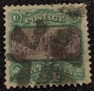 Scott Stamp# 120 - Used 1869 24¢ Dec. of Independence.  Well Centered. SCV $600