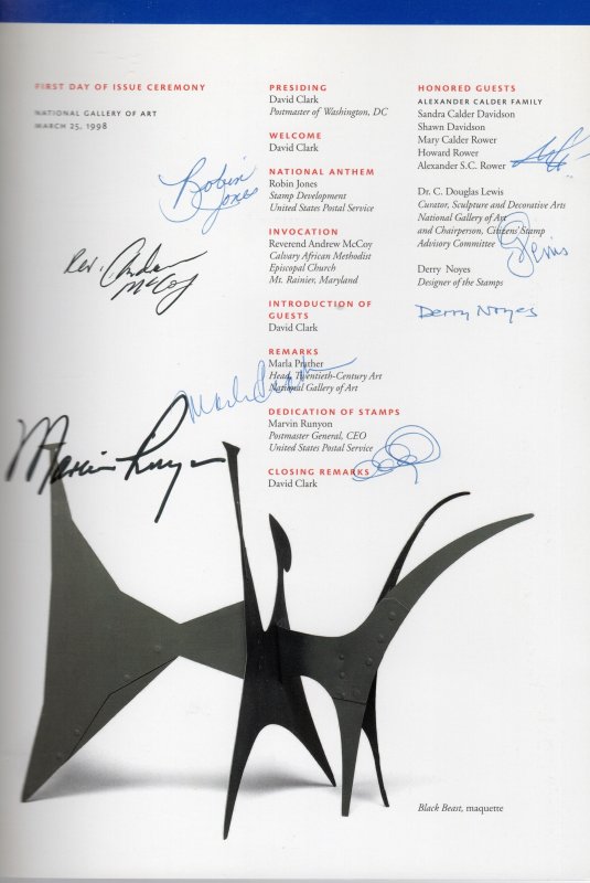 SC# 3198 - Alexander Calder - Sculptor - Autographed - FDC - Program