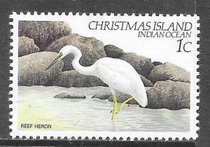 Christmas Island 117: 1c Pacific Reef Heron (Egretta sacra), MH, VF