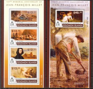 Solomon Islands 2015 Art Paintings Jean - Francois Millet Sheet + S/S MNH