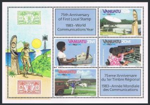 Vanuatu 363a, MNH. Mi Bl.5. World Communication Year WCY-1983. Transport, Telex,