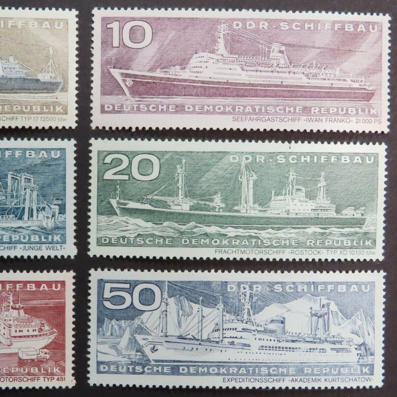 HuskyStamps ~ Germany DDR #1318-1323, set of 6, MNH, Ships, 6 pictures