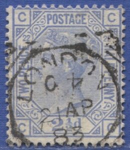 GB 1881  Sc 82 Plate 22  2 1/2p blue  Used, F, Sc CV $40 / SG 157