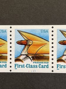 US PNC5 15c Auto Tailfin Presorted Card Stamp Sc# 2908 Plate 11111 MNH