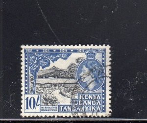 KENYA,UGANDA&TANZANIA #116 1954 10sh QEII & ROYAL LODGE USED F-VF a