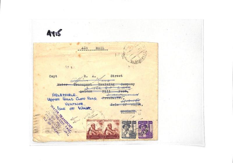 AY15 1956 Egypt Cover GB IOW *Water Transport Training Coy* GOLDEN HILL FORT