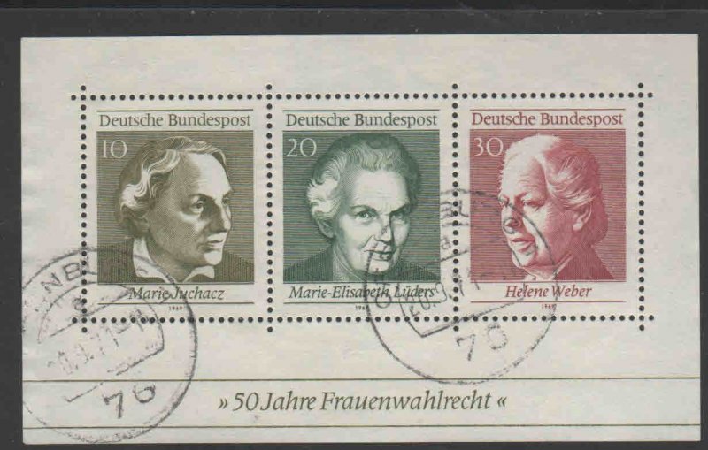 GERMANY #1007  1969  WOMANS SUFFRAGE F-VF  USED  S/S