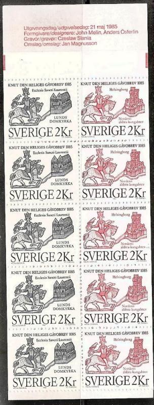 SWEDEN 1539a MNH 1985 Lund Cathredal Cpl. Booklet