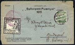 Hungary 1925 Balloon Flight - copy of Feldpost letter she...