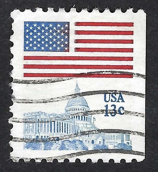 United States #1623 13¢ Flag and Capitol Building). Perf. 11 x 10 1/2. Used