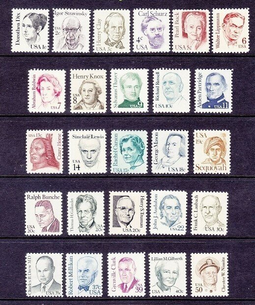 GREAT AMERICAN SERIES SCOTT 1844-1869 MNH 26 STAMPS