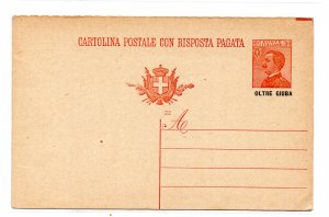 Oltre Giuba - Postcard Cent. 30 + 30 Michetti mill. 22