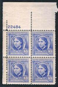 US Stamp #862 MLH - Louisa May Alcott - Plate Block of 4