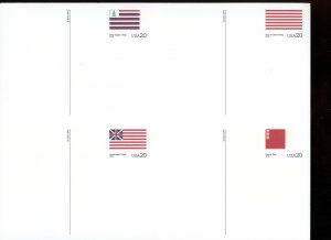 2000 U S Scott #UX320a//UX336a Postal Crds Stars and Stripes Type Sheets of 4 NH