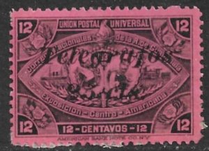 GUATEMALA 1898 25c on 12c Surcharged Telegraph Stamp Hisc. 7 MHR