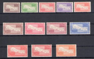 1954 NEPAL, Stanley Gibbons #85-96, Map of Nepal - 12 Values - Full Series - MNH