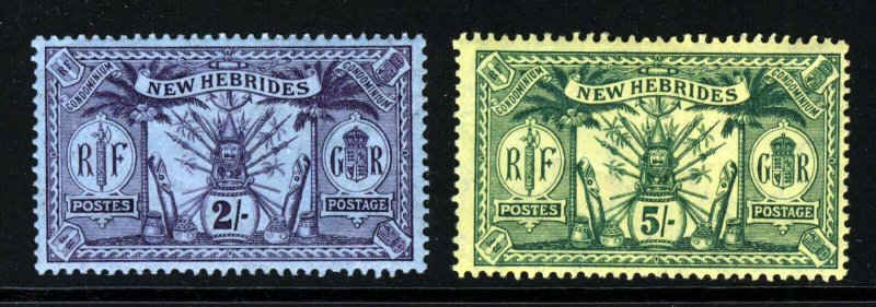 NEW HEBRIDES 1911 British Currency 2s. & 5s. Top Values SG 27 & SG 28 MINT