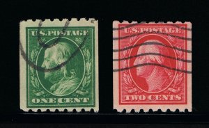 EXCELLENT GENUINE SCOTT #390 & 391 F-VF USED SET OF 2 PERF-8½ COIL SINGLES
