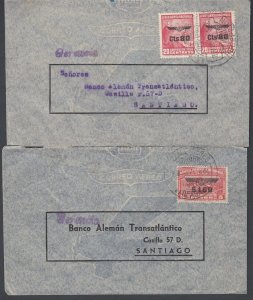 Chile 1941 Antofagasta to Santiago Airmails x 2 , tied with Scott C51 and C52