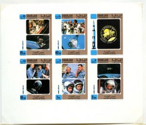 ?SHARJAH 6 stamp SPACE  SOUVENIR SHEET MNH