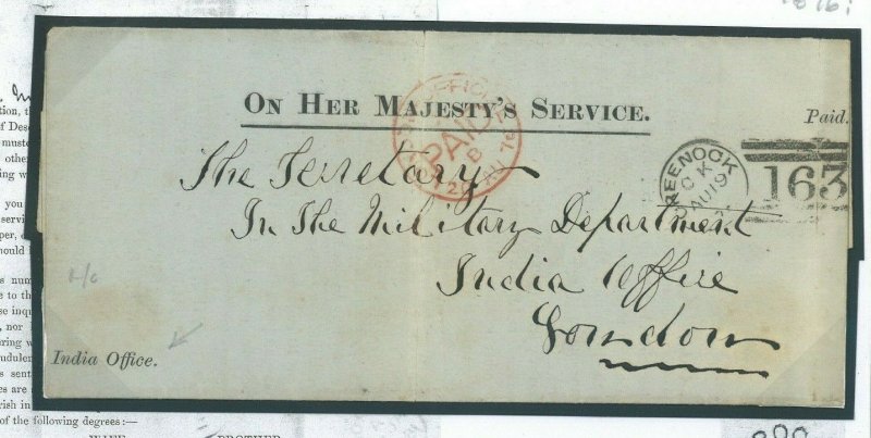 GB SCOTLAND Letter INDIA MUTINY PRIZE CLAIM Historic Military GREENOCK 1876 90.7