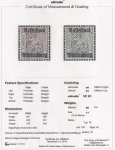 Wurttemberg #O155 15 PF Official Unused NG EGRADED VF 81