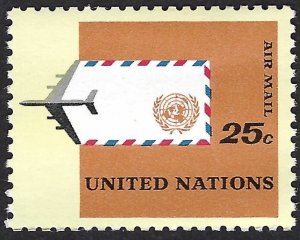 United Nations #C12 25¢ Airmail (1968). MNH