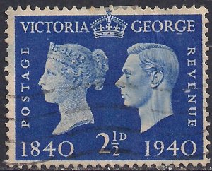 GB 1940 KGV1 2 1/2d Blue Anniv First Postage Stamp used SG 483 ( J1188 )