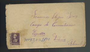 1939 Denia Spain Cover to Internment camp with letter contents