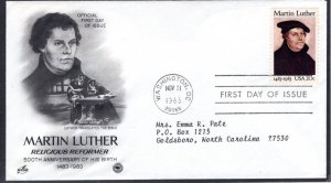 US  FDC 2065 Martin Luther, Religious Reformer cachet  ...   7500705