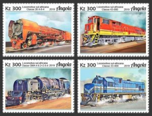 Angola - 2019 South African Trains - Set of 4 Stamps - ANG190101a