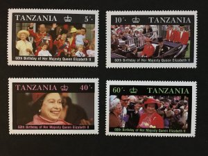 1987 Tanzania Sc# 333-336 Queen Elizabeth II-60th Birthday MNH