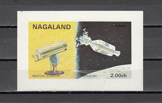 Nagaland, 1972 India Local. Newton Telscope & Apollo XVI s/sheet.