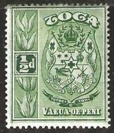 Tonga  Sc. 73 mint, hinge remnant.  Watermark 4.  1942.  (T446)