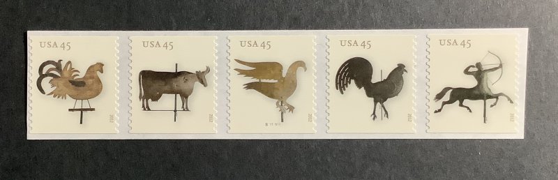 US Scott 4613-4617 Weather Vanes,  Plate Strip of 5, MNH