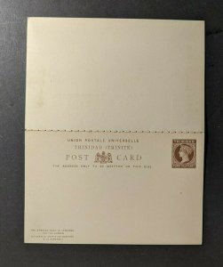 Mint Vintage Trinidad H and G Postal Stationary Dual Reply Postcard