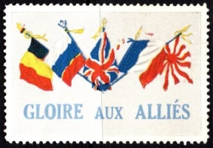 1917 WW I Great Britain Poster Stamp Glory To The Allies Set/2 With Error Stamp