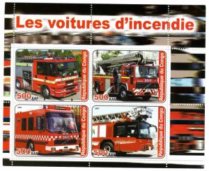 FIRE ENGINES Sheet (4) Perforated Mint (NH)