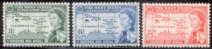 St Kitts Nevis 1958 SC# 136-8 MLH-OG E34