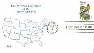 #2001 Wisconsin Birds - Flowers Unknown FDC