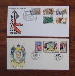 Lesotho 10 x FDC 1980 Olympics Queen Mother 1981 Royal Wedding Duke Edinburgh 