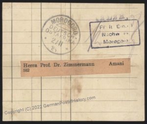 Germany WWI 1915 Morogoro East Africa DOA Cash Paid Wrapper Cover PIECE 109999