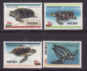 Aruba-Sc#126-9- id5-unused NH set-Marine Life-Turtles-1995-