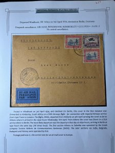 1934 South West Africa Airmail Cover Windhoek to Berlin Germany