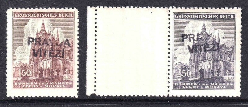 BOHEMIA & MORAVIA 88-89 PRAVDA VITEZI OVERPRINT OG NH U/M F/VF TO VF