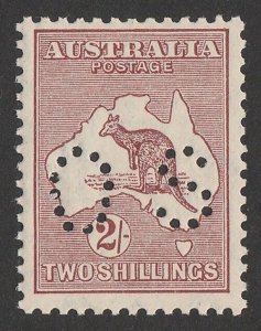 AUSTRALIA 1929 Kangaroo 2/- perf OS. MNH ** Small Multi Wmk. ACSC 39Ab cat $1000